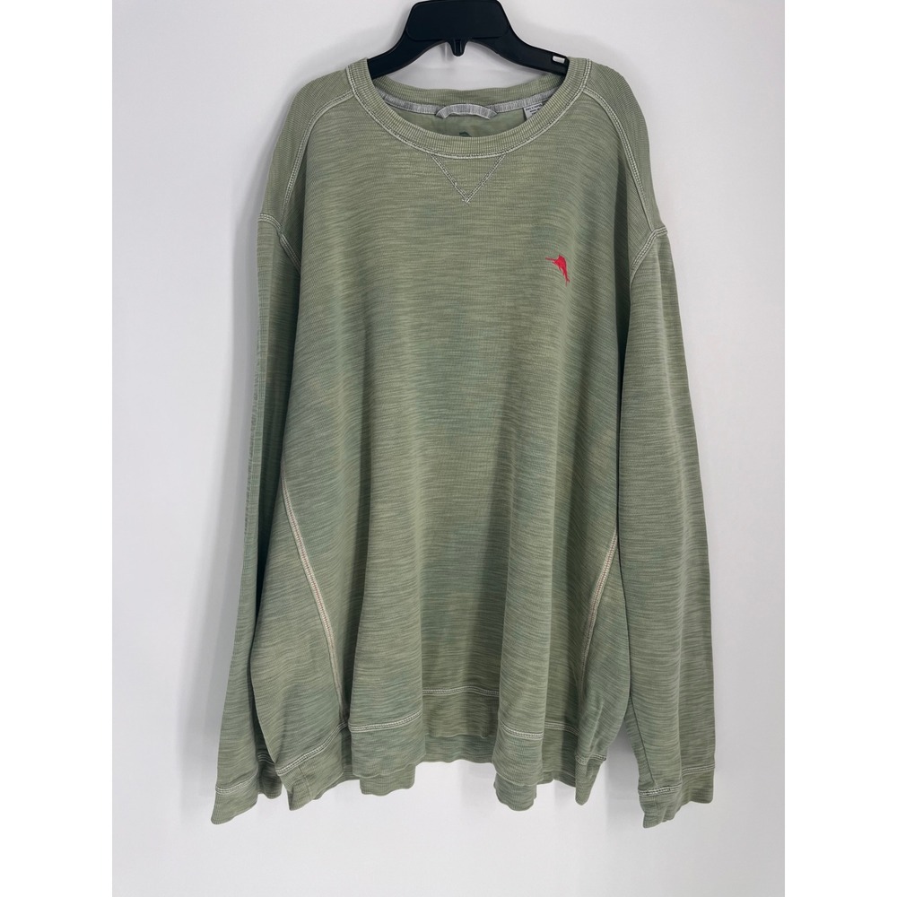 Tommy Bahama Slub Knit Marlin Pullover Top Men 3XLT Sage Green Fish Coastal